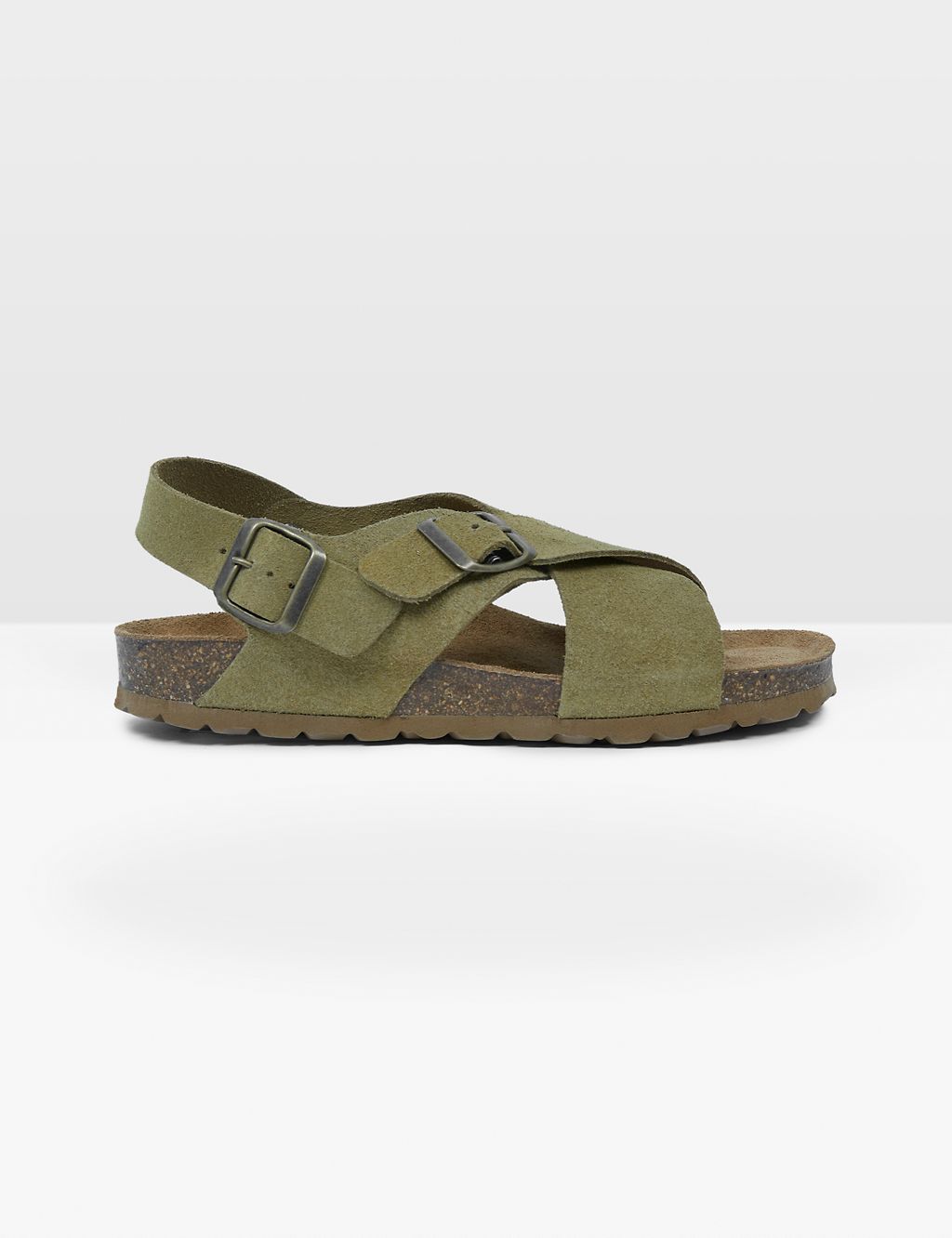 Leather Buckle Crossover Flat Sandals 3 of 7