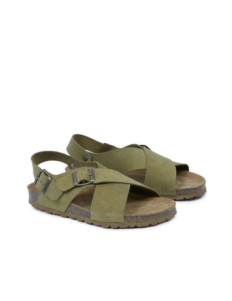 Leather Buckle Crossover Flat Sandals 2 of 7