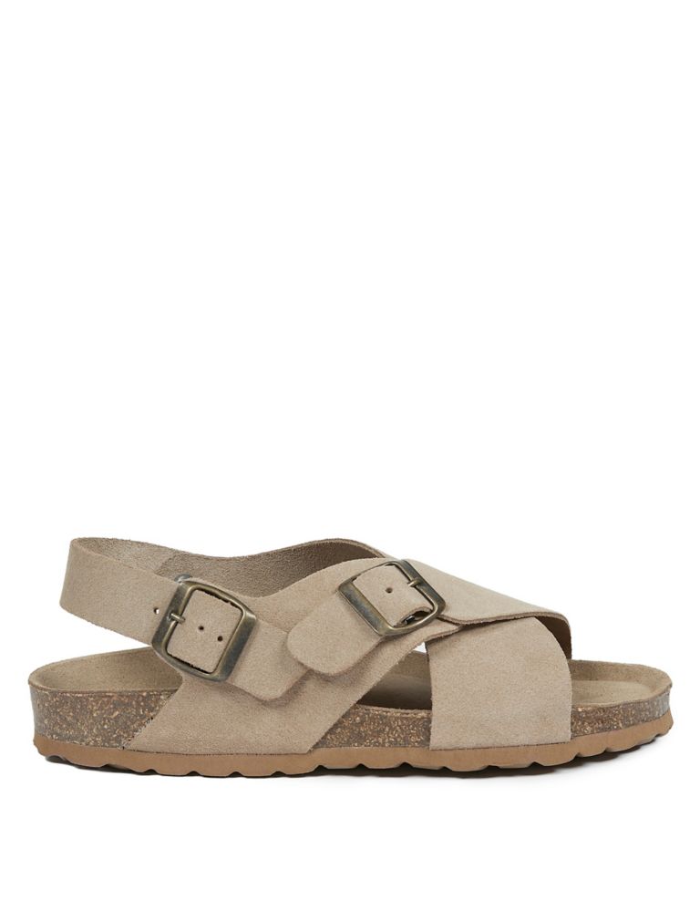 Leather Buckle Crossover Flat Sandals 3 of 6