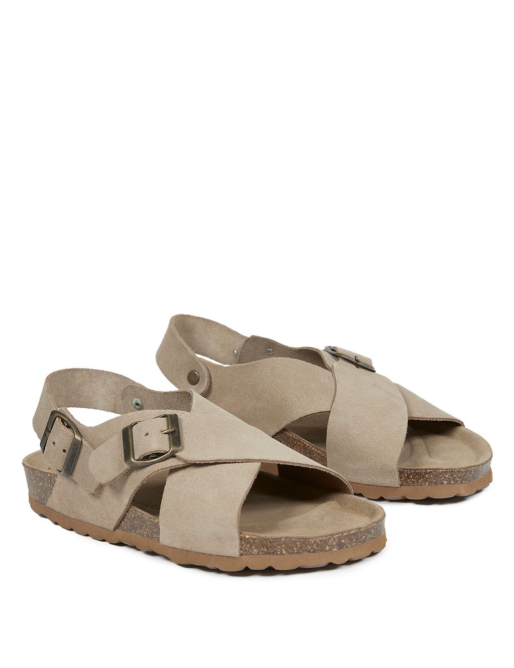 Leather Buckle Crossover Flat Sandals 1 of 6
