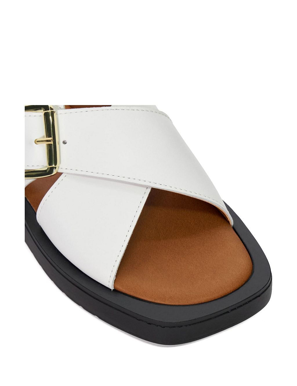 Leather Buckle Crossover Flat Sliders 5 of 5