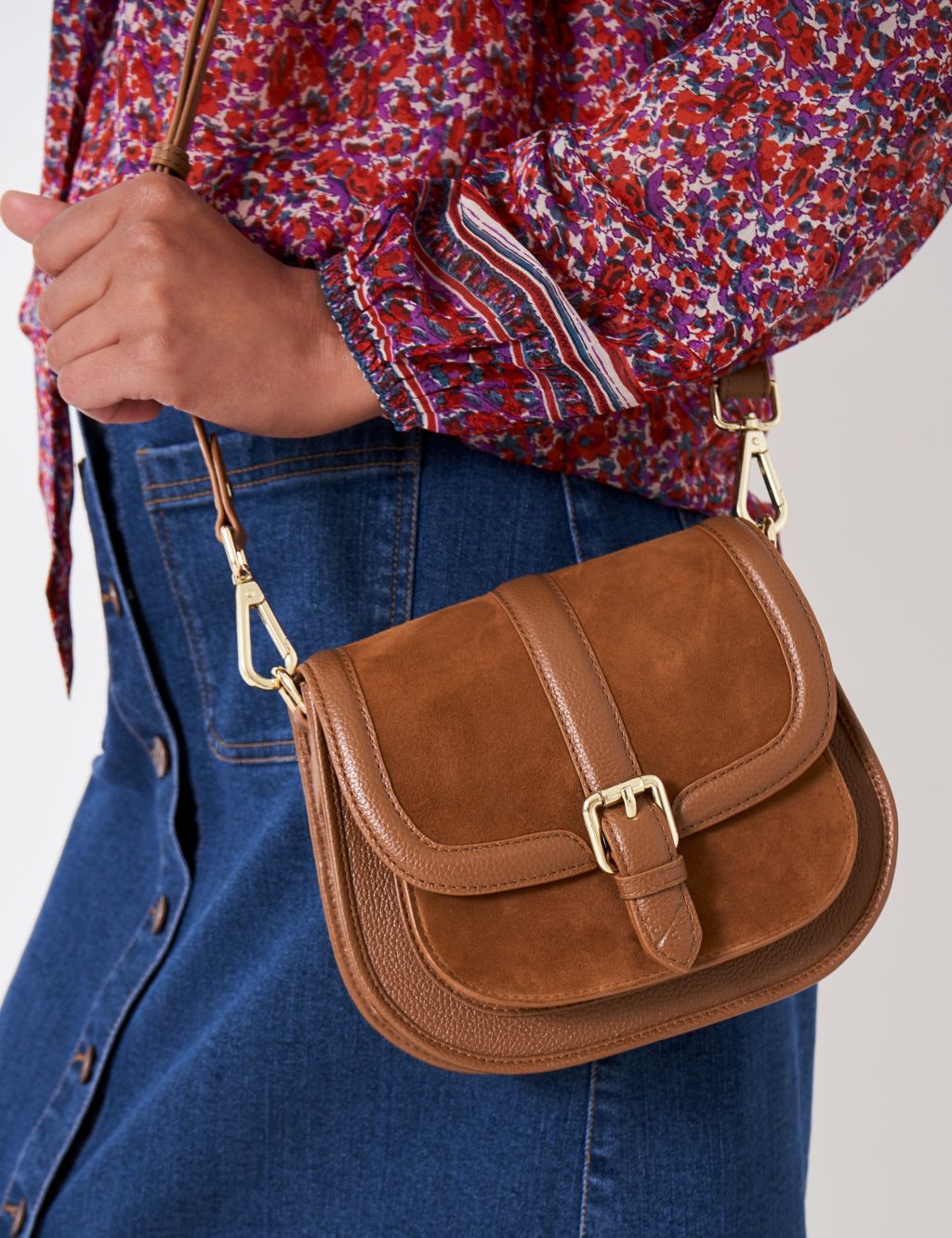 Leather Buckle Detail Cross Body Bag | Crew Clothing | M&S