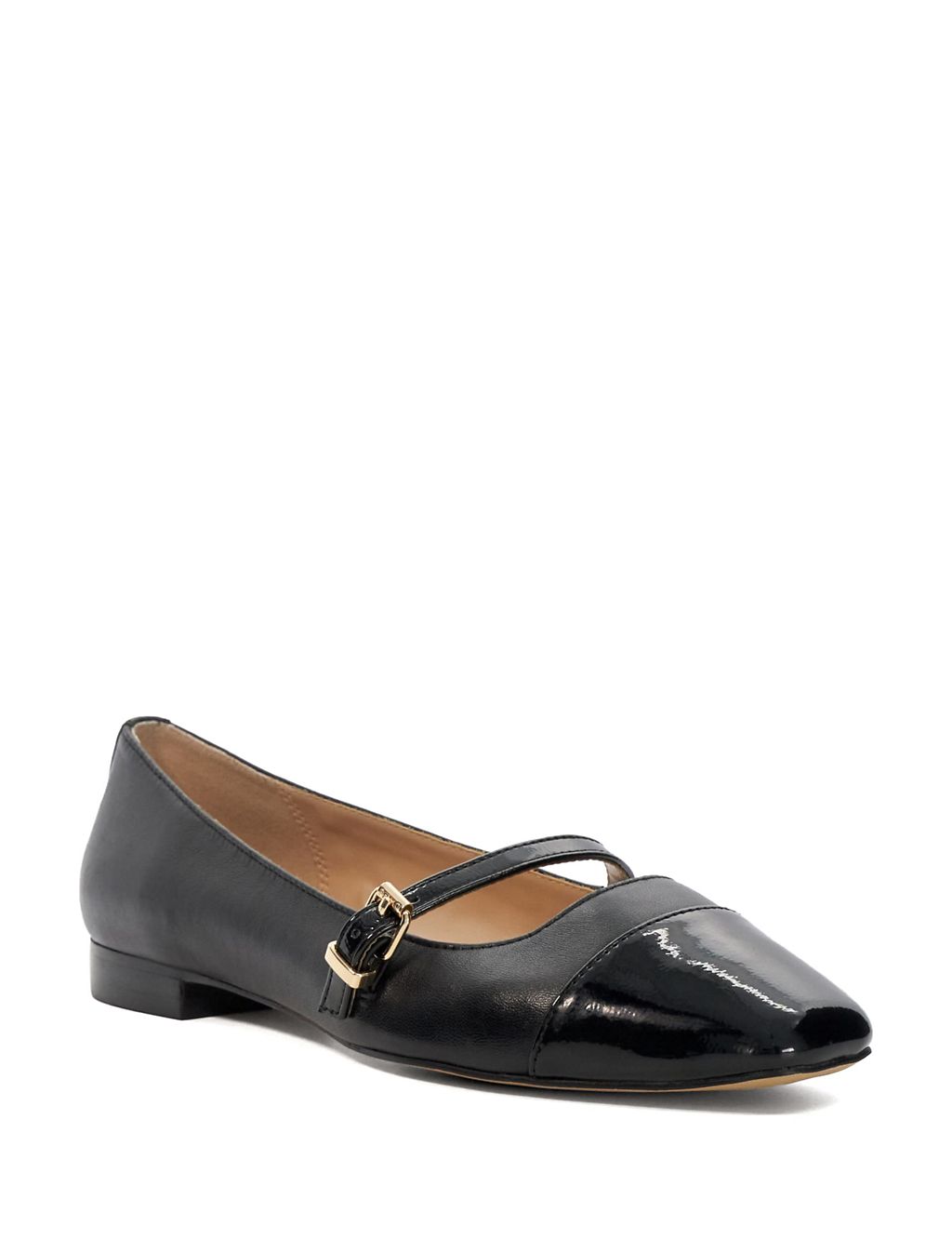 Leather Buckle Flat Ballet Pumps 1 of 5