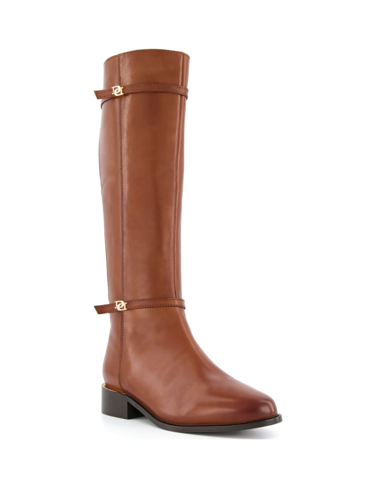 Leather Buckle Flat Knee High Boots Dune London M S