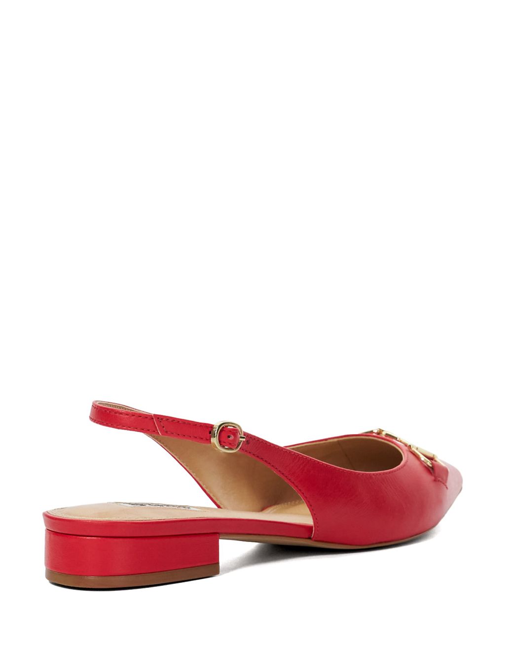 Leather Buckle Flat Pointed Ballet Pumps 2 of 5