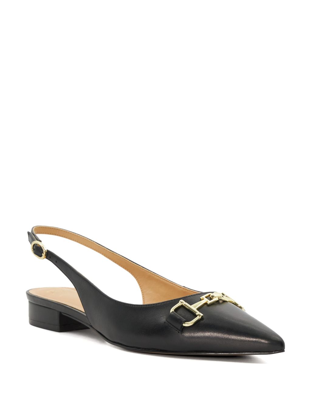 Leather Buckle Flat Pointed Ballet Pumps 1 of 5