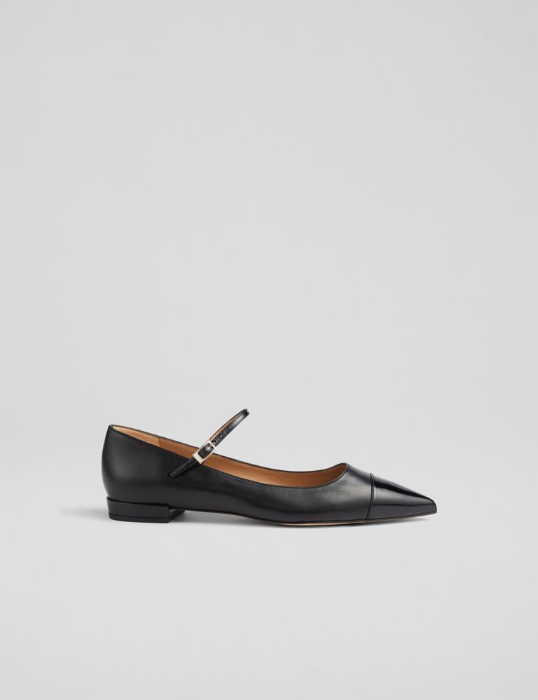Leather Buckle Flat Pointed Pumps 1 of 4