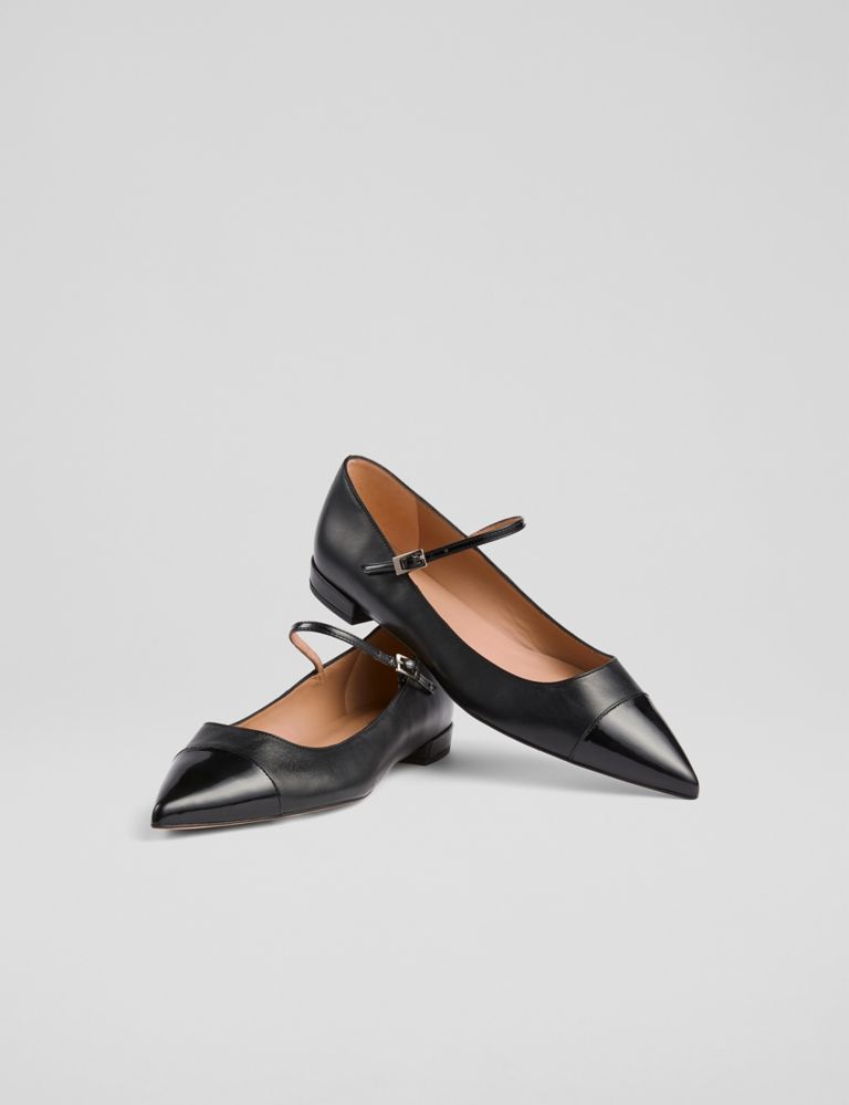 Leather Buckle Flat Pointed Pumps 3 of 4