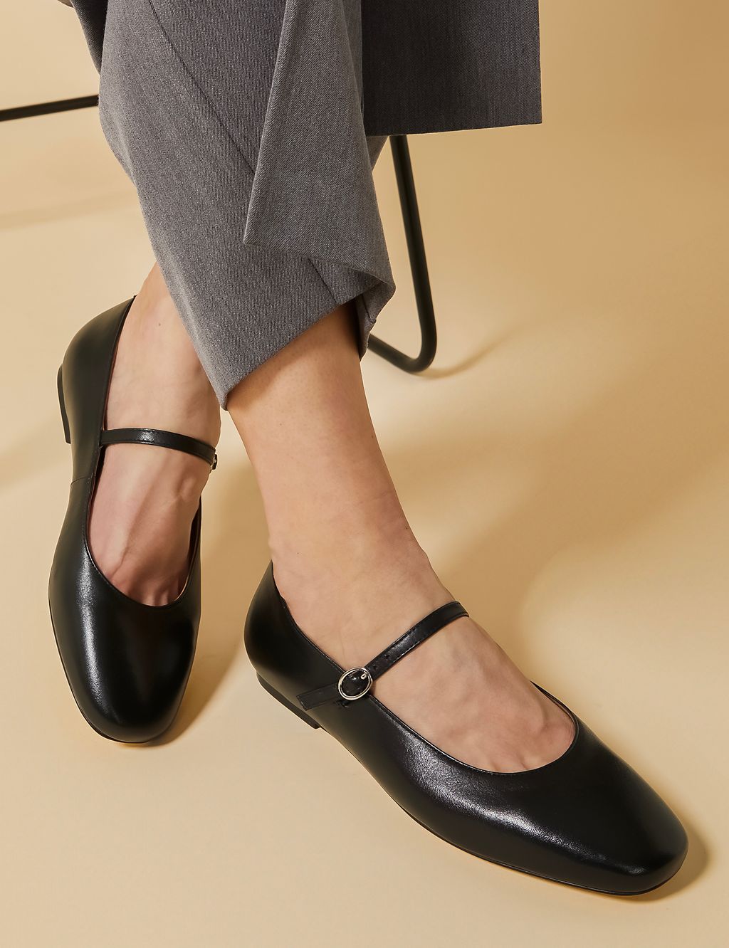 Leather Buckle Flat Pumps 2 of 8