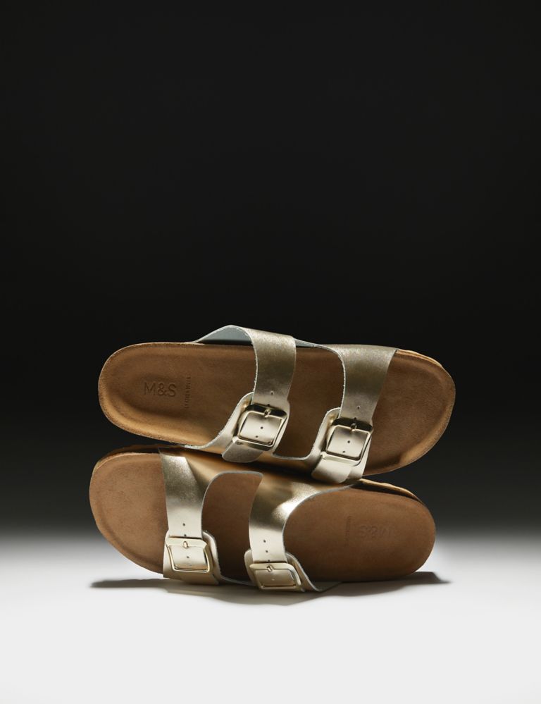 Leather Buckle Footbed Mules 1 of 4