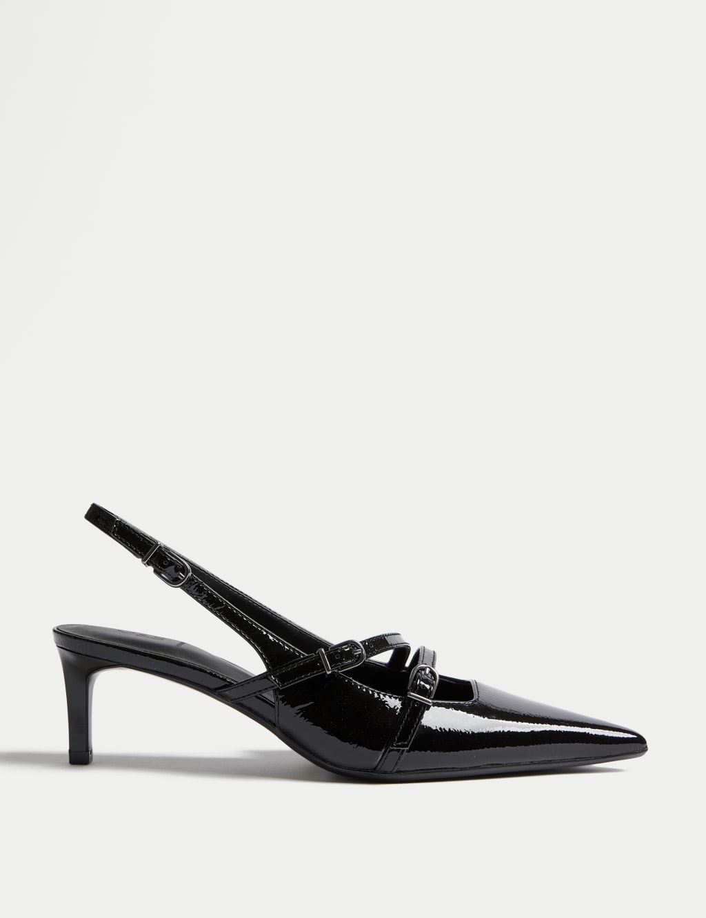 Leather Buckle Kitten Heel Slingbacks 3 of 3