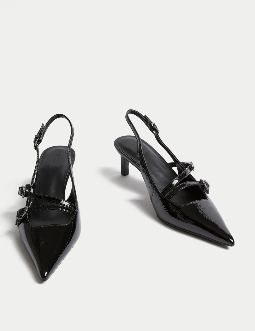 Leather Buckle Kitten Heel Slingbacks 1 of 3