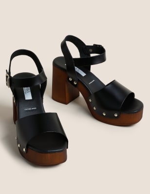 black platform clogs womens
