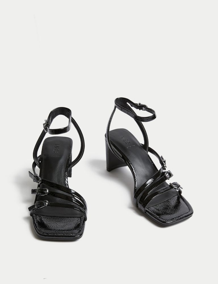 Leather Buckle Strappy Block Heel Sandals 2 of 3