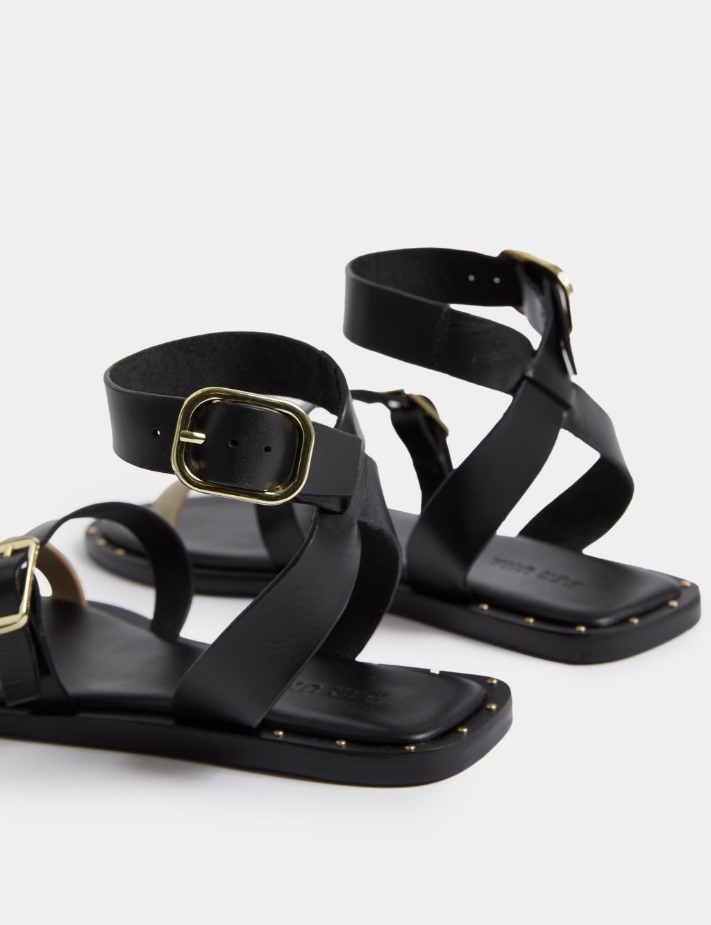 Leather Buckle Strappy Flat Sandals 2 of 3