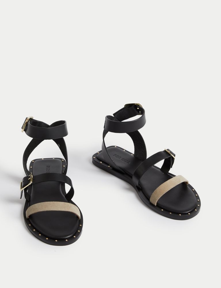 Leather Buckle Strappy Flat Sandals 2 of 3