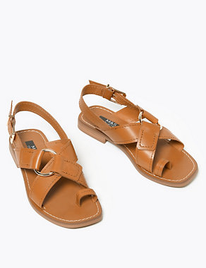 Leather Buckle Toe Loop Sandals Image 2 of 4