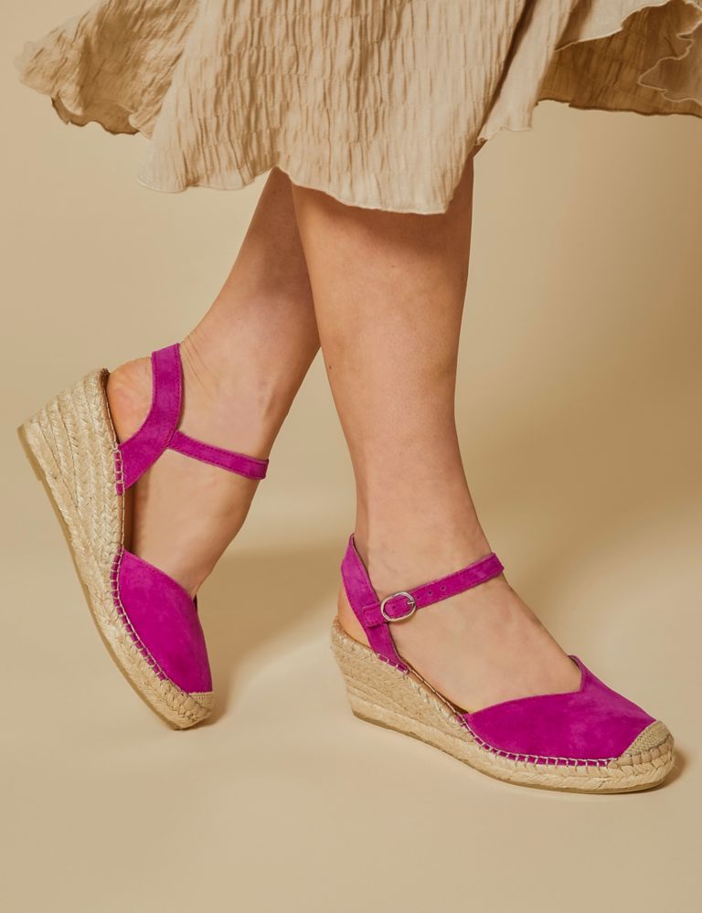 Leather Buckle Wedge Espadrilles 1 of 6