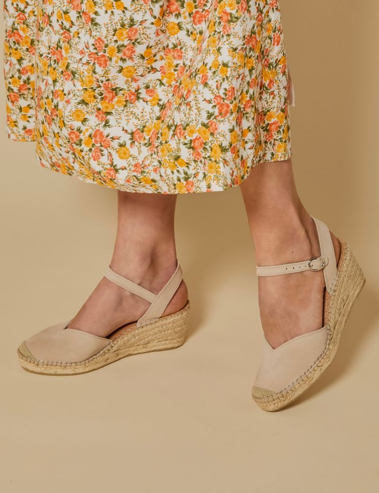 Leather Buckle Wedge Espadrilles 1 of 6