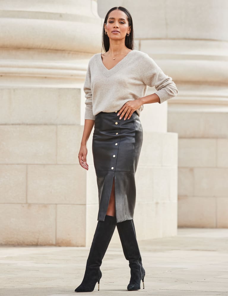 Skirt knee high boots top