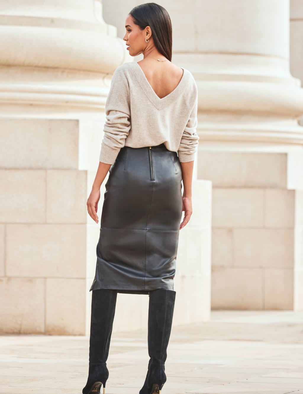 Halogen button front leather midi skirt sales