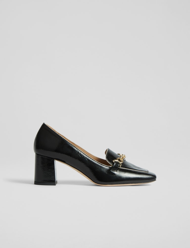 Leather Chain Detail Block Heel Court Shoes LK BENNETT M S