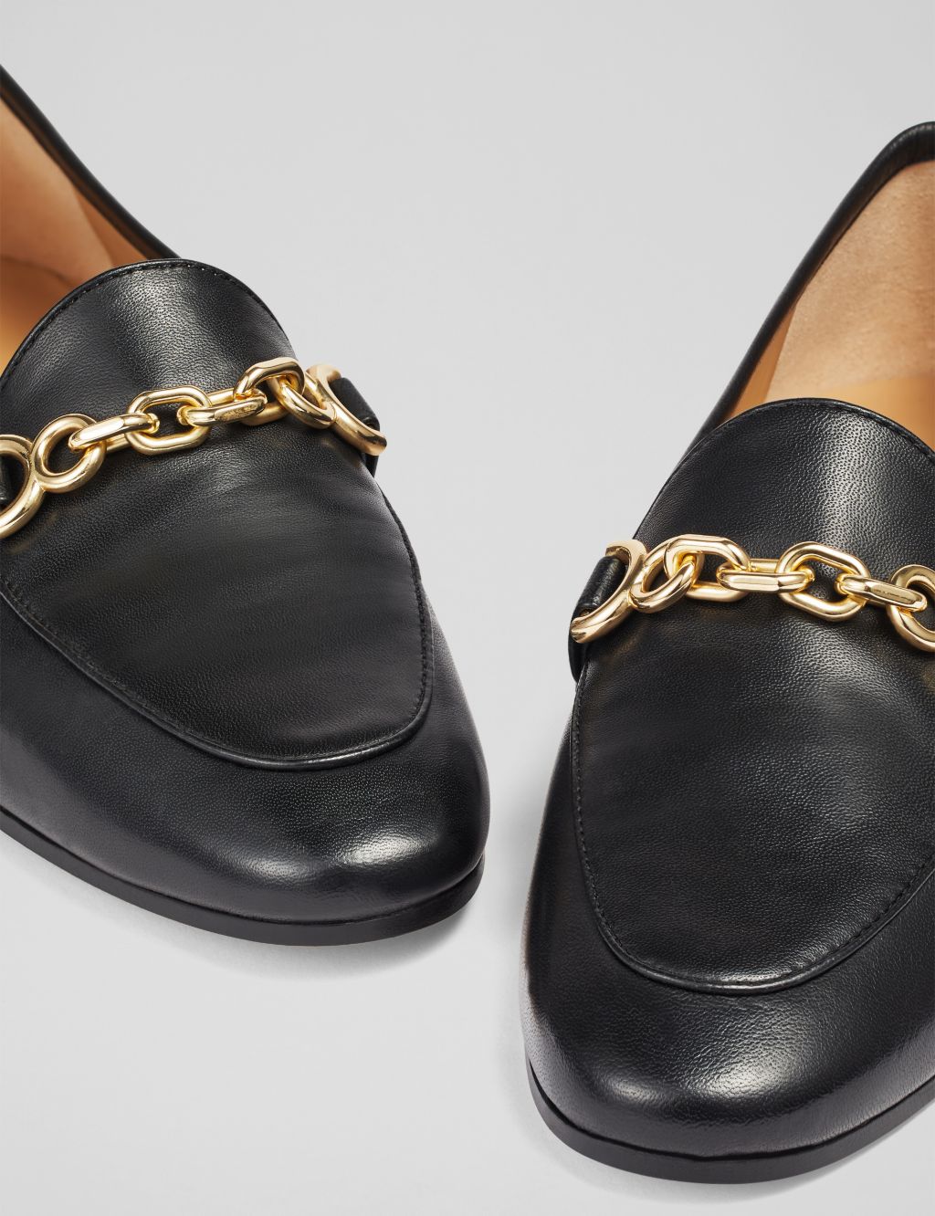 Leather Chain Detail Flat Loafers 2 of 4