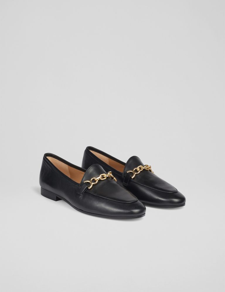 Leather Chain Detail Flat Loafers 4 of 4