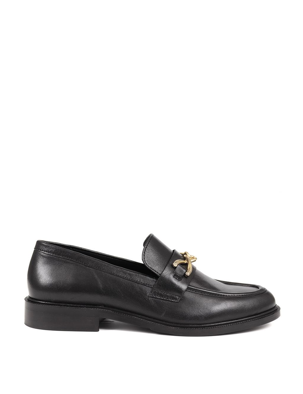 Leather Chain Detail Flat Loafers 3 of 5