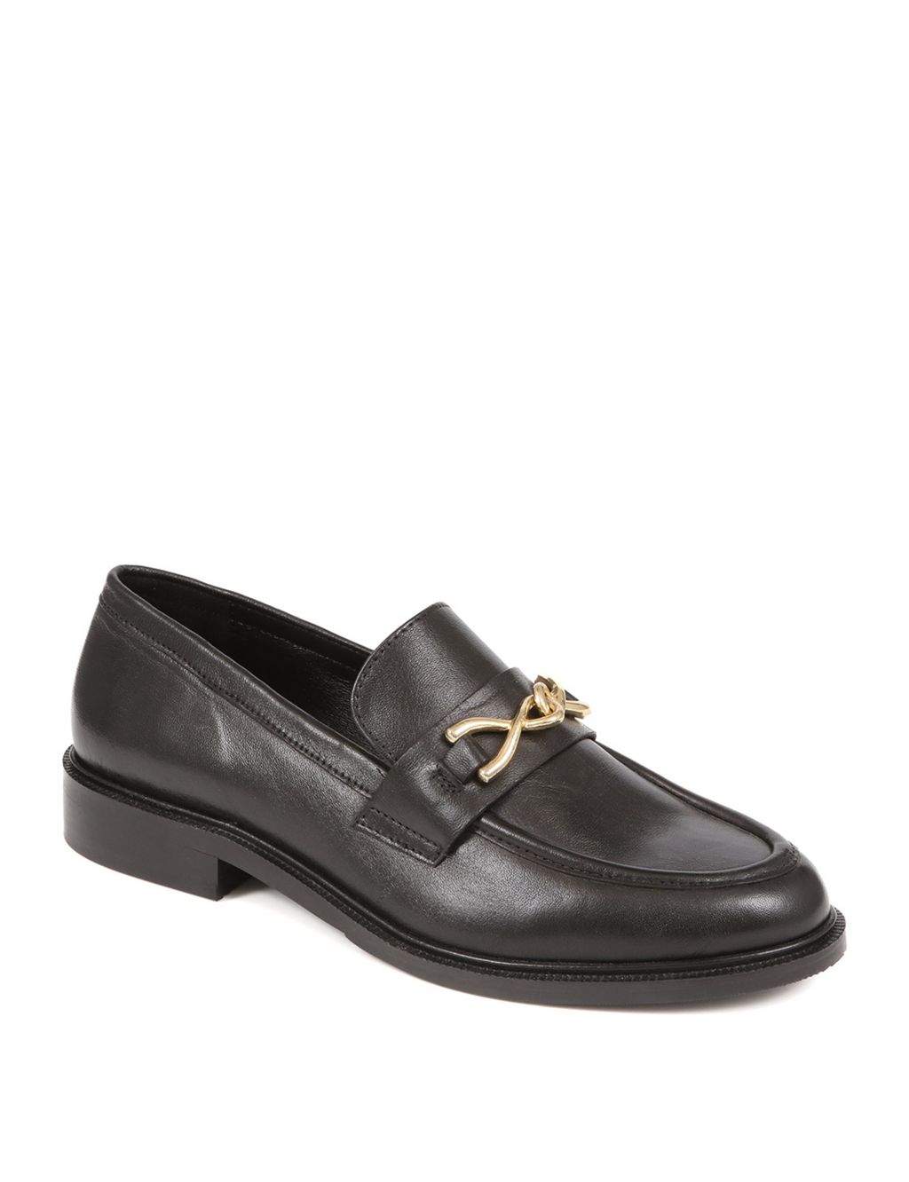 Leather Chain Detail Flat Loafers 1 of 5