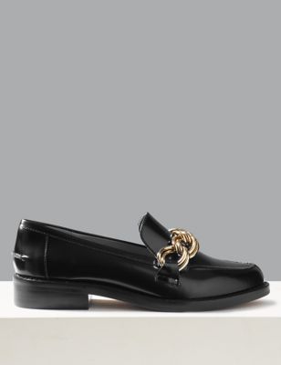 Leather Chain Detail Loafers Image 2 of 5