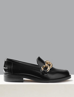 Leather Chain Detail Loafers Image 2 of 5