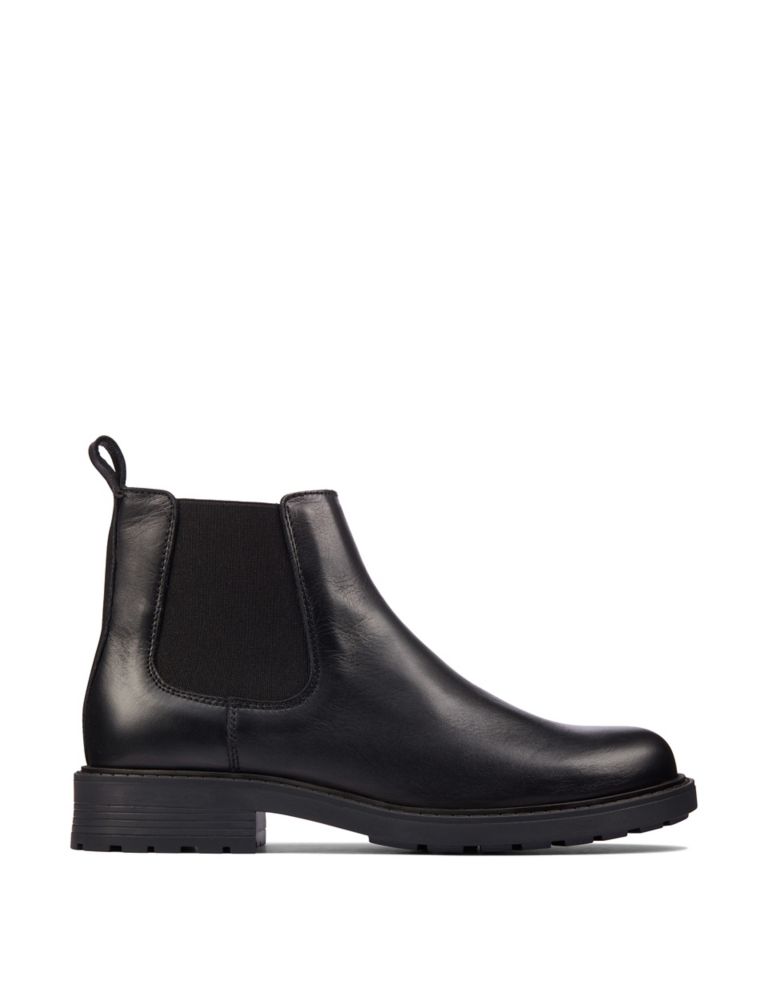 Leather Chelsea Block Heel Ankle Boots | CLARKS | M&S