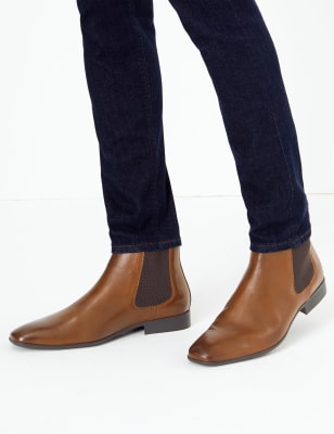 m&s leather chelsea boots