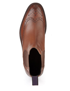 Leather Chelsea Brogue Boots Image 2 of 5