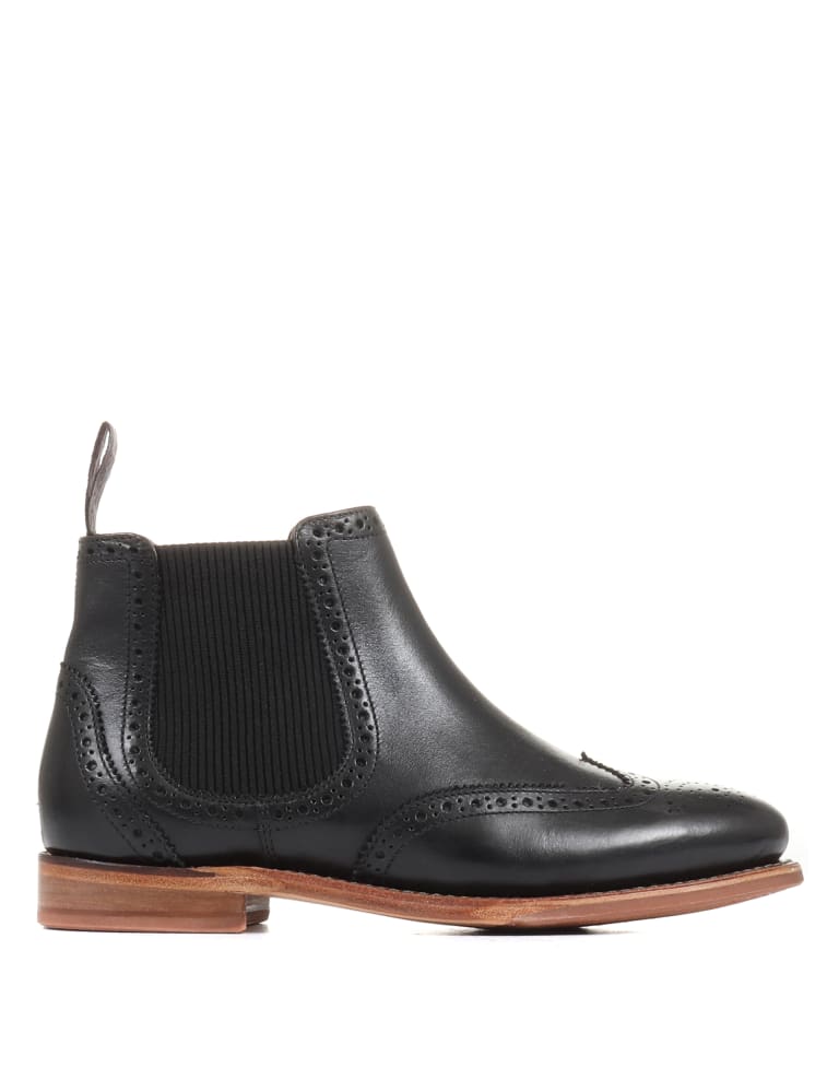 Ladies black brogue chelsea boots top