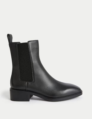 Block Heel Side Zip Peep Toe Ankle Boots, M&S Collection