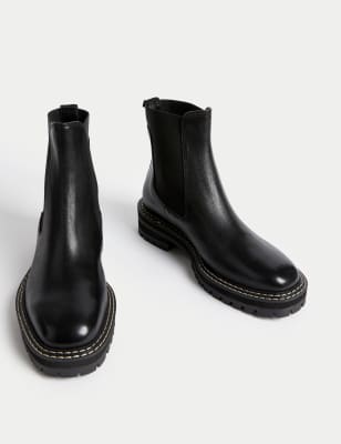 Black cleated cheap ankle boots