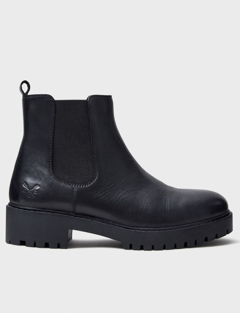 Leather Chelsea Cleated Block Heel Boots | Crew Clothing | M&S
