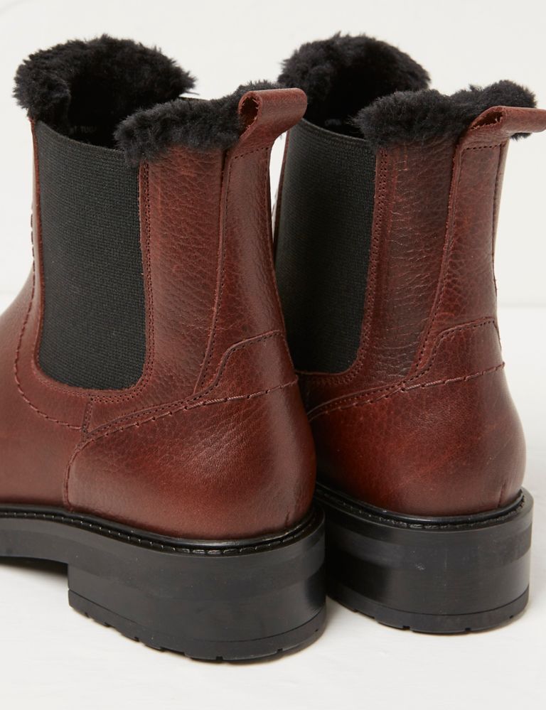 Leather Chelsea Faux Fur Lining Ankle Boots 4 of 4