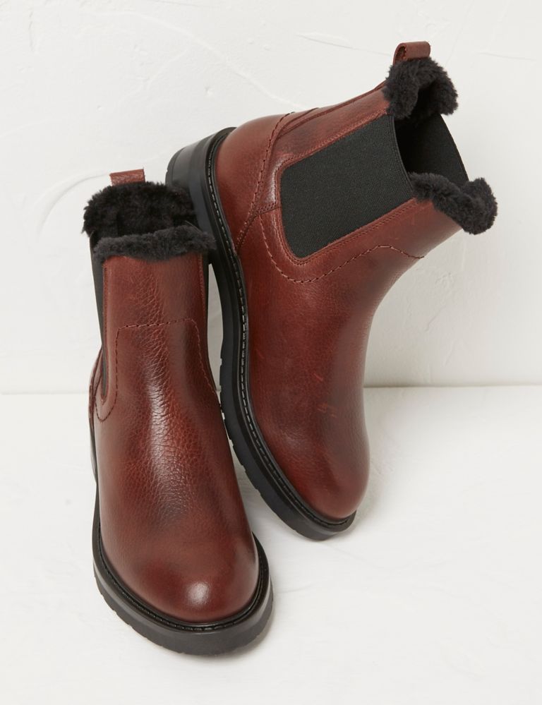 Leather Chelsea Faux Fur Lining Ankle Boots 2 of 4