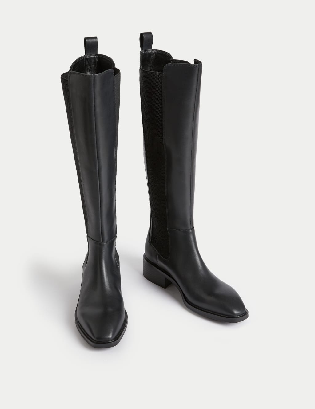 Leather Chelsea Flat Knee High Boots