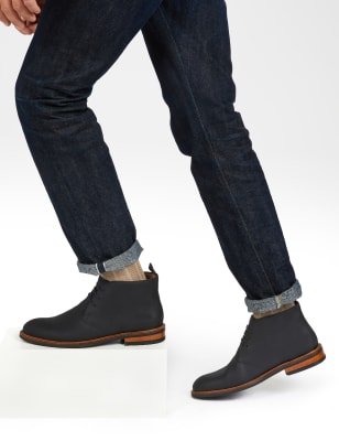 Bottes Chukka John Spencer 'Montgomery' En Cuir Grainé Noir - Taille UK7 - Occasion