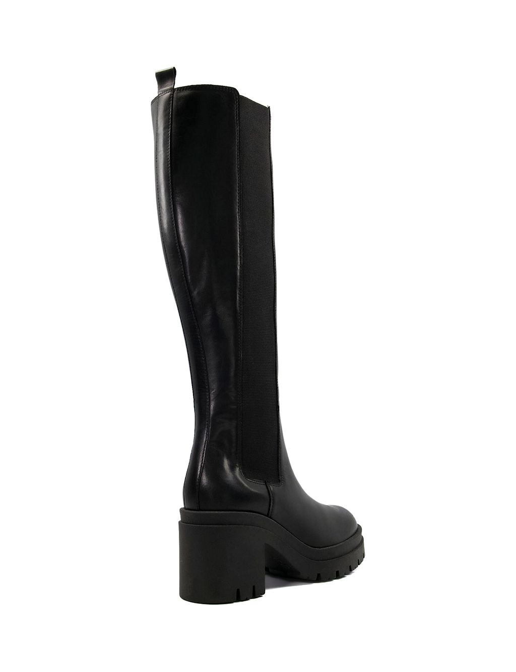 Leather Chunky Block Heel Knee High Boots 4 of 4