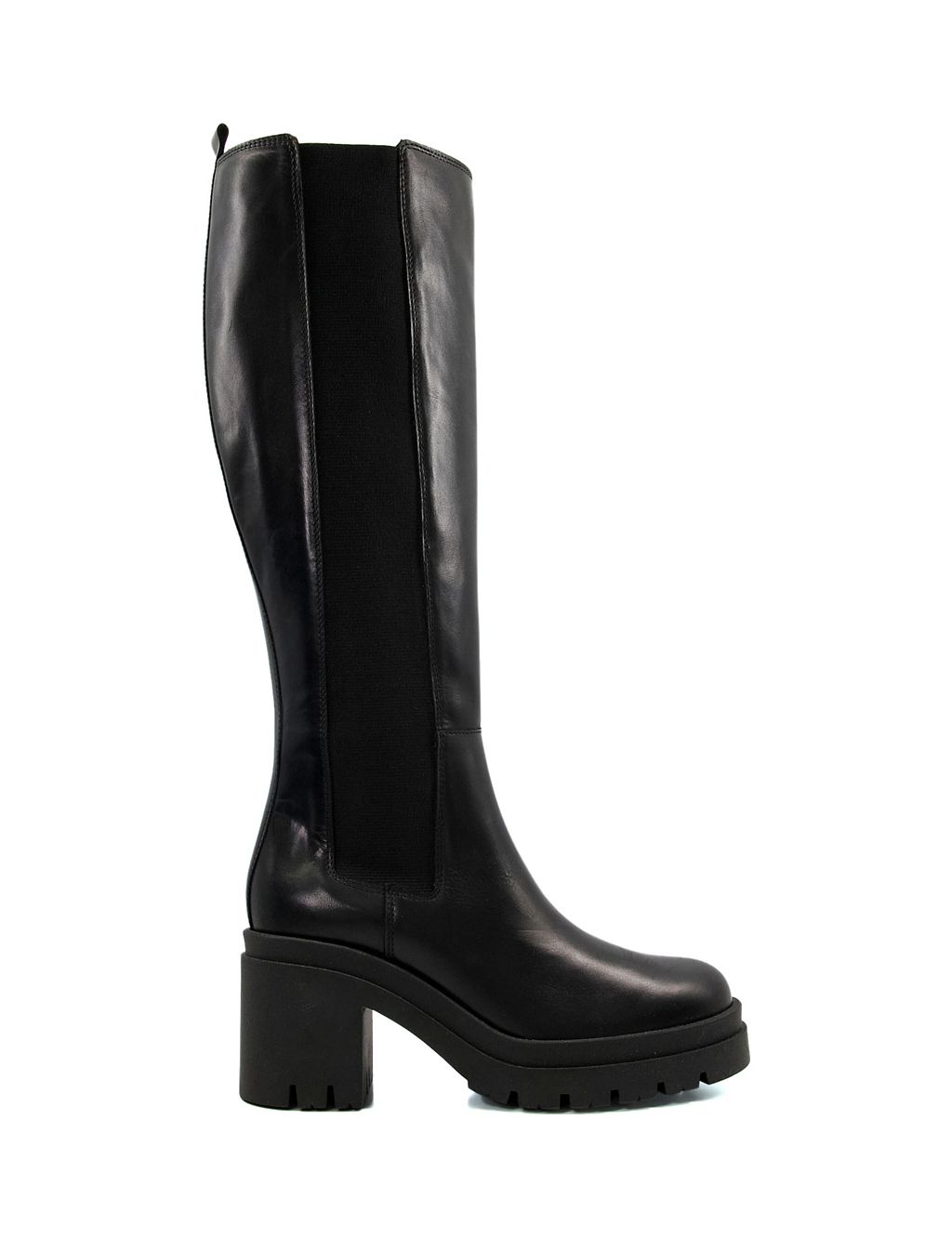 Leather Chunky Block Heel Knee High Boots 3 of 4