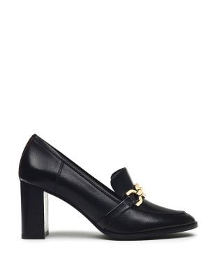 Black block heel outlet loafers