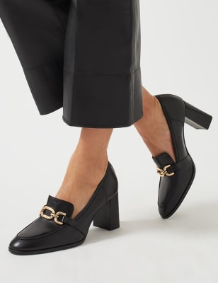 Mid heel outlet loafers black