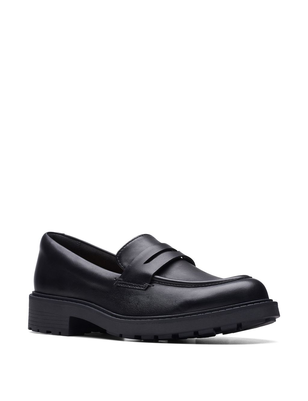 Leather Chunky Block Heel Loafers 1 of 9