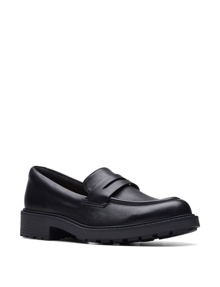 Leather Chunky Block Heel Loafers 2 of 9