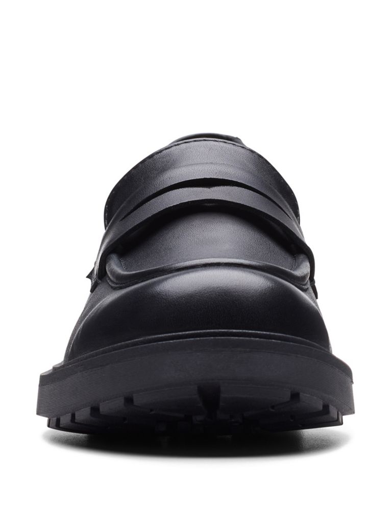 Leather Chunky Block Heel Loafers 3 of 9